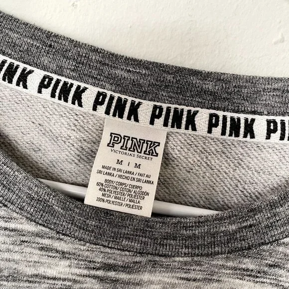 Victoria's Secret PINK gray neon pink crewneck sweater casual women size medium - Picture 4 of 8